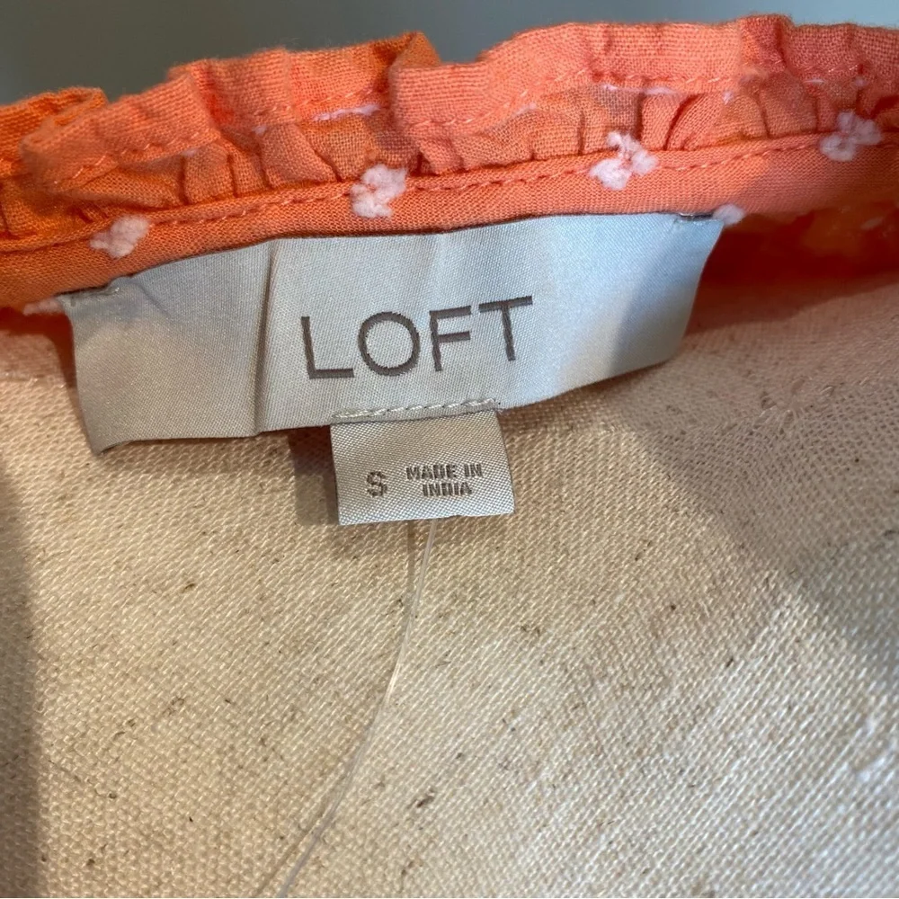 NWT Loft size Small Muted Orange Embroidered Polka Dots - Picture 3 of 12